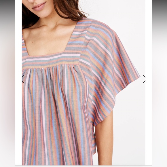 Madewell Butterfly Top In Rainbow Striped Style #L3049. Size XS - Picture 5 of 13